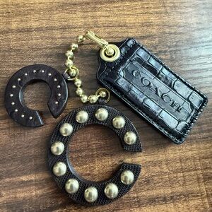 Coach Brown Keychain with Gold Accents